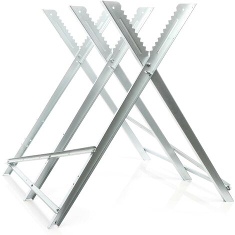 XPOtool Sägebock verzinkt klappbar, 81x82x80 cm, mit 3 Haltern und Zahnung, Holzschneidebock als Sägehilfe, bis 100 kg