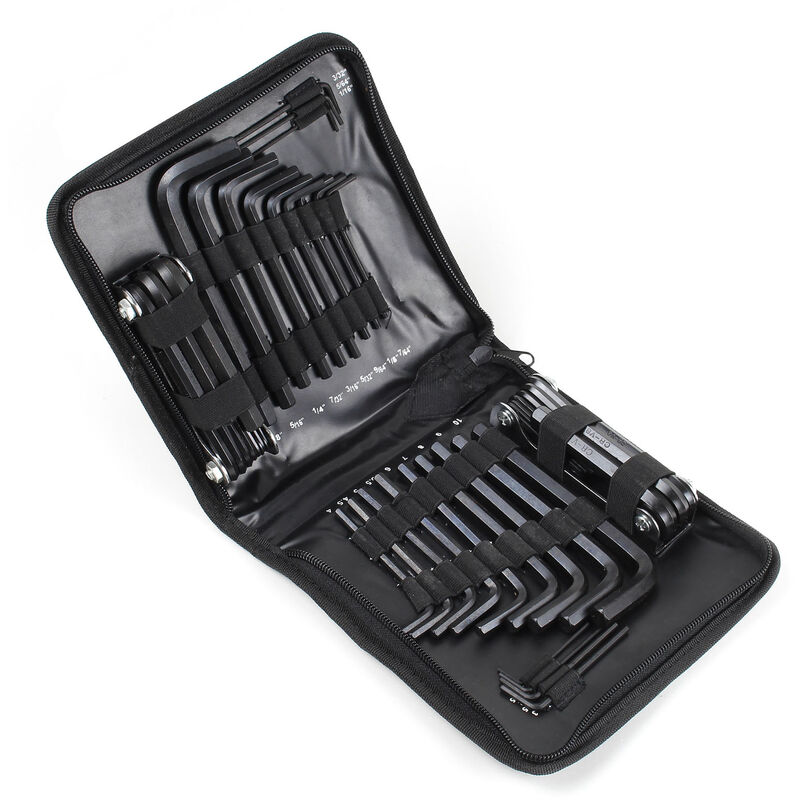 

XPOtool Set 45 llaves hexagonales allen en pulgadas y métricas, largas y cortas, 2 juegos plegables