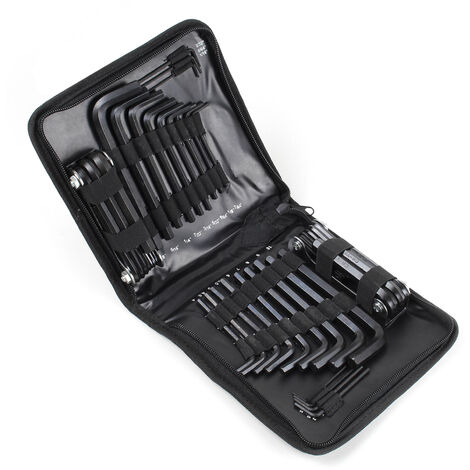 XPOtool Set 45 llaves hexagonales allen en pulgadas y métricas, largas y cortas, 2 juegos plegables