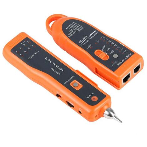 XQ 350 RJ45-Tester, elektrischer Kabel-Tracker RJ45 RJ11 mit Kopfhörer, tragbarer Netzwerktester, digitaler Telefonkabeltester mit Sonden, Draht-Tracker für LAN, Ethernet, BNC