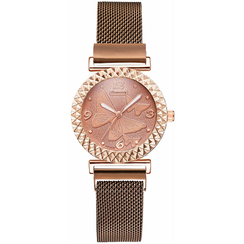 

XR4594 Reloj de pulsera elegante para mujer con patron de mariposa 3D Reloj elegante de vestir para mujer Pulsera de cuarzo analogica Reloj casual