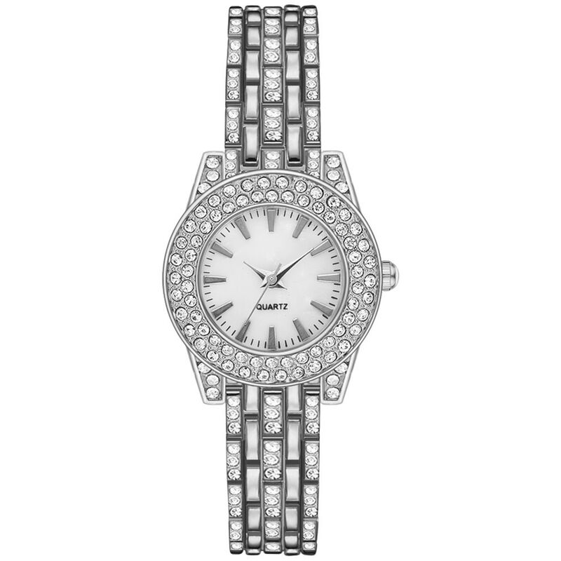 

XR4604 Elegante reloj de pulsera para mujer decorado con cristales completos Lujoso reloj de vestir para mujer Pulsera de cuarzo analogica