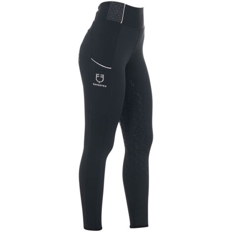 XS, Bianco: Leggings da donna per equitazione in tessuto tecnico full grip a vita alta