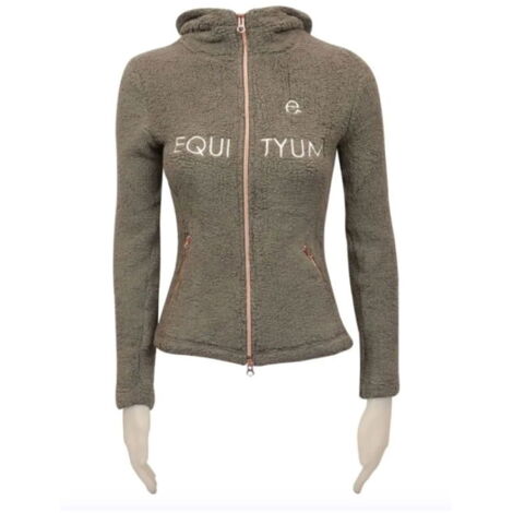 XS, Blu: Felpa equitazione donna modello Teddy Clarise in pile con zip e cappuccio