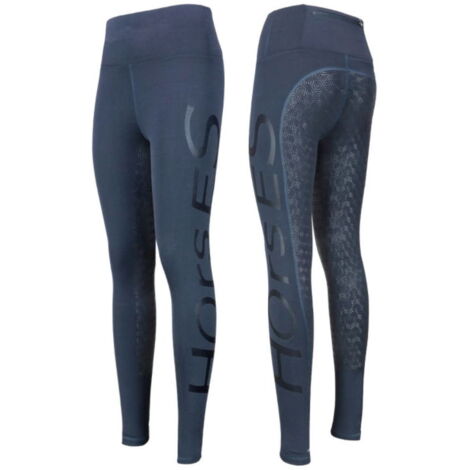 XS, Blu: Leggings da equitazione per donna Horses modello Xenia con full grip