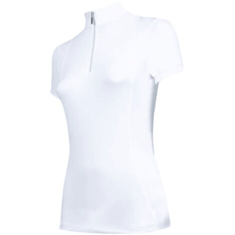 XS, Blu: T-Shirt per concorso da donna modello Flora con zip e collo alla coreana