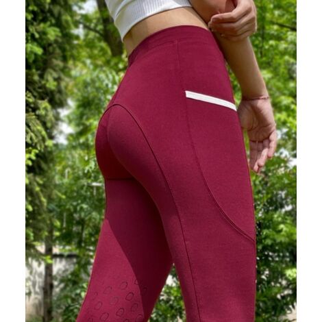 XS, BORDEAUX: Pantaloni leggings da equitazione Winner con riporti in silicone per donna