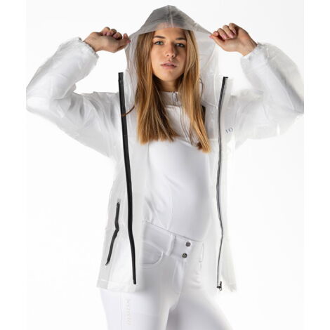 XS: Impermeabile tecnico trasparente da donna per equitazione  più  cappellino omaggio