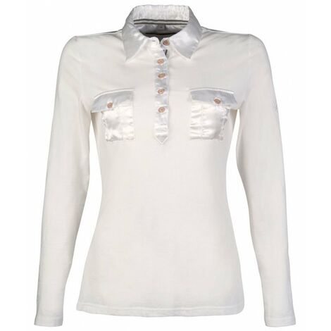 XS, Ivoire: Chemise d'équitation à manches longues pour femme, modèle Glorenza