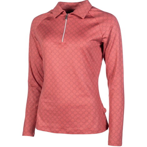 XS, Rosa Ruggine 3020: Maglietta da donna per equitazione modello Rosewood Allover Print a maniche lunghe