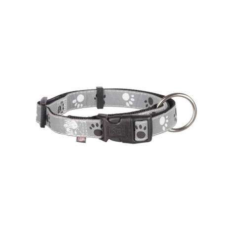 XS-S: 22-35cm/15mm: Silver reflect collare nero