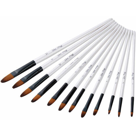 xsjSVX 12 Pièces Pinceaux Peinture Acrylique - Pinceau de Peinture à l'huile pour Aquarelle, Peinture Gouache, Nylon Pinceaux Artiste Plume Lisse, Pinceau Aquarelle