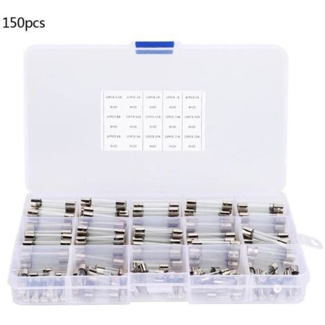 XUY Assortiment De Fusibles En Tube De Verre 150Pcs 6X30Mm 0.5A - 1A - 2A - 3A - 5A - 8A - 10A - 15A - 20A - 30A