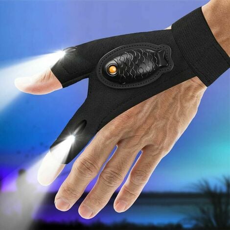 Gant de doigt avec lumière led gants de lampe de poche équipement de plein  air sauvetage pêche de nuit
