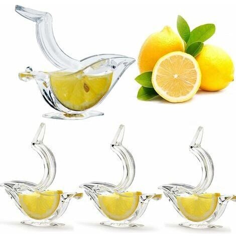 MOWZE 4 Presse Citron Individuel, Presse-Citron Presse-Agrumes Manuel, Acrylique Clip Citron Manuel Fruits Presse-Agrumes Accueil Cuisine Bar Gadget, Presse Citron Individuel Design en Forme d'oise