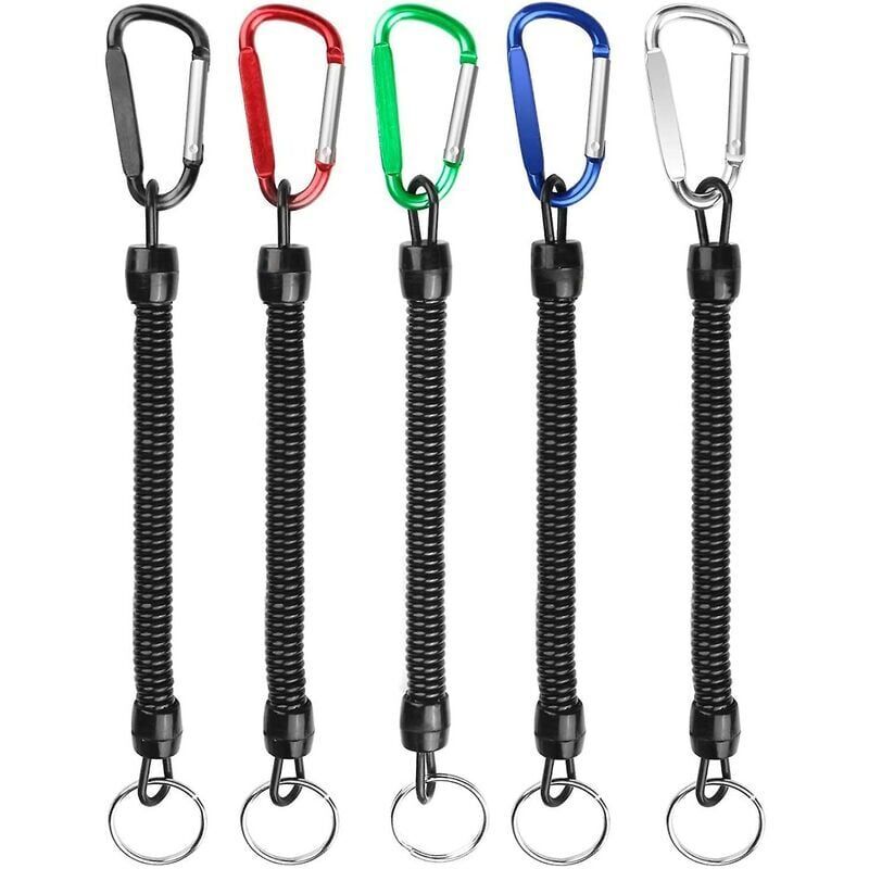 Image of XVX - Corda elastica lunga portachiavi espandibile da 5 pezzi con moschettone d retrattile