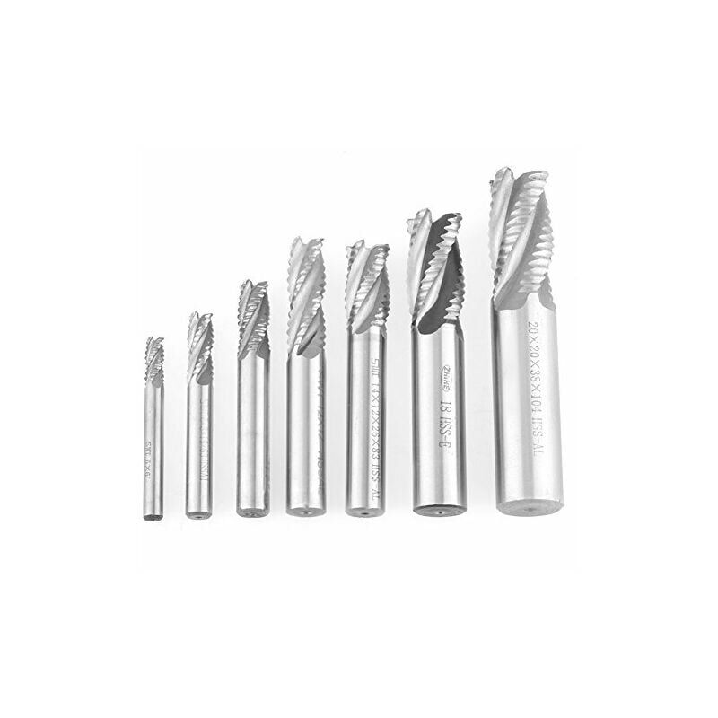 XVX - 7PCS Fraise en Bout Mèches Forets à Tige Droite hss 4 Flûtes 6-20 mm cnc pour perceuse Ensemble d'outils pour matériel en aluminium et en fer