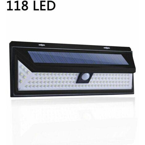 XVX – Applique solaire 118 LED – Éclairage 1000 lumens avec capteur de mouvement PIR – Étanche IP65 pour installation extérieure