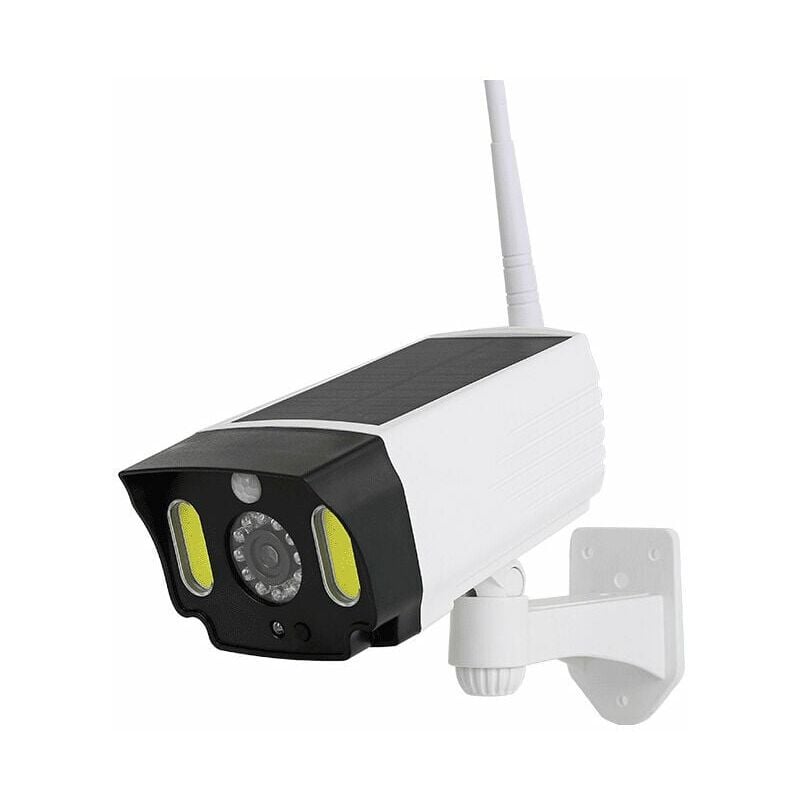 XVX - Caméras factice d'extérieur Sécurité et antivol avec panneau solaire et détecteur de mouvement. cctv led étanche, avec lumière led rouge