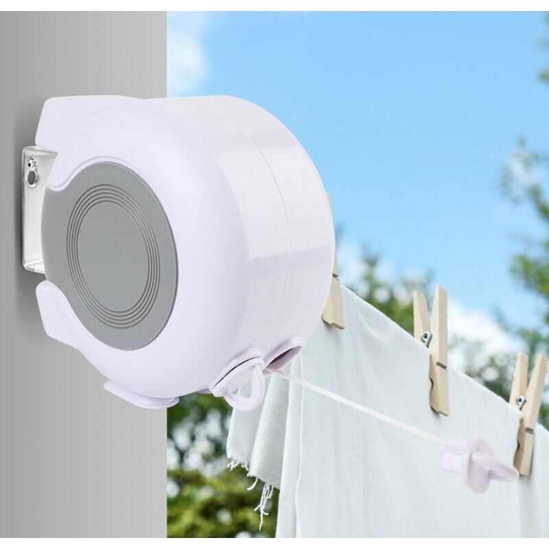 Corde à Linge Rétractable Exterieur, 13m Séchoir Mural Extensible Étendoir à Linge pour Montage Mural avec 2 Corde à Linge, pour Salle de Bain Balcon
