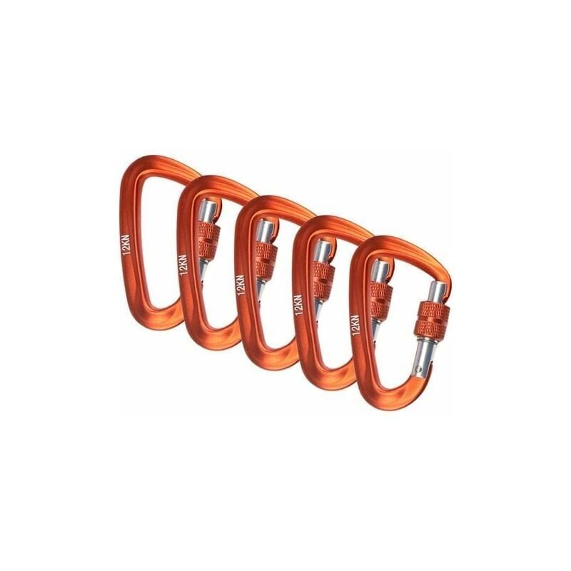 Image of Karabiner, mit Schraubverschluss 12Kn, 5 Stück, Orange - XVX