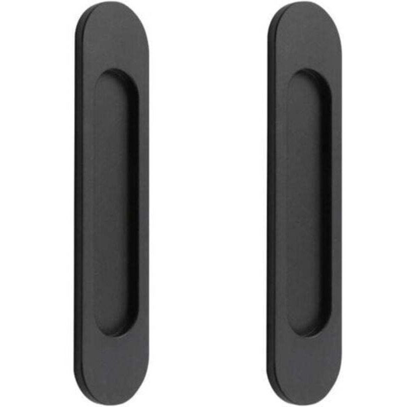 XVX Lot de 2 poignées de porte coulissante ovales autocollantes en alliage d'aluminium noir mat, sans perforation, pour portes coulissantes, fenêtres