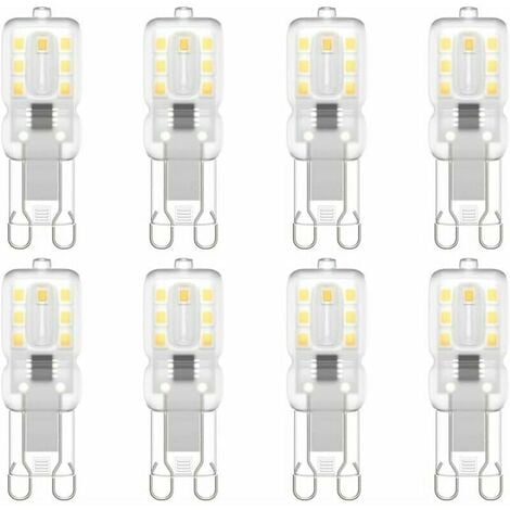 XVX Lot de 8 ampoules LED G9, G9 LED 220 V Blanc naturel 5500 K 3 W équivalent halogène 30 W [Classe énergétique E] zhuoxuan