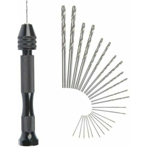 XVX MIni perceuse  main Twist Drill Bits +25 micro forets hlicodaux sans fil en Aluminium Pin Vise Outils Rotatifs forets hlicodaux adjustable Pyrogravure Maison plastique trou cuivre