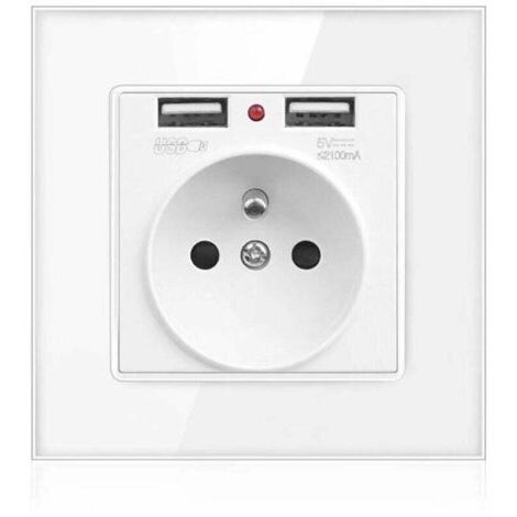 XVX Prise Electrique Murale avec Double USB - Chargeur pour iPhone/Android prise française,Dolaso