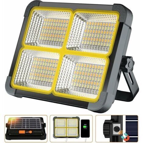 XVX – Projecteur solaire LED rechargeable 336 LEDs 100W – 4 modes d'éclairage – Batterie 12000mAh – Fixation magnétique – Pour camping et pêche