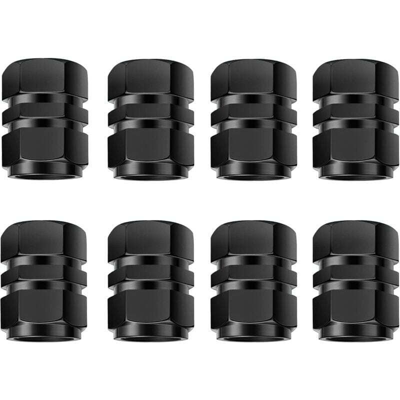 Image of XVX - Reifenventilkappen [8 Stück], staubdichte Aluminium-Radkappen, Autoreifenspuren (schwarz)