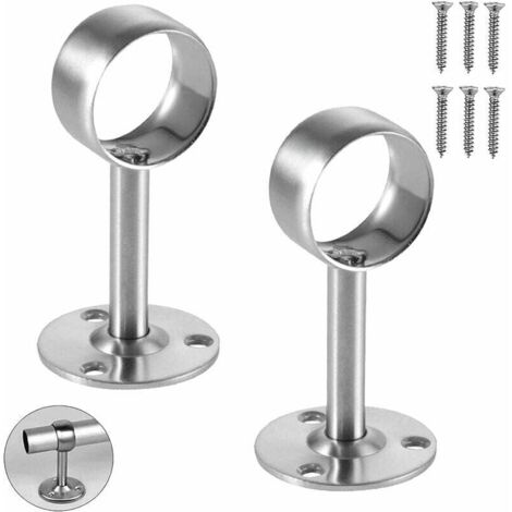 XVX Soporte para Barra de Cortina de Techo, Poste, Soporte para Tubo de Armario, Soporte para Barra de Armario, Soporte de Fijación Ajustable de Acero Inoxidable con Tornillos para Tendedero, Armario,