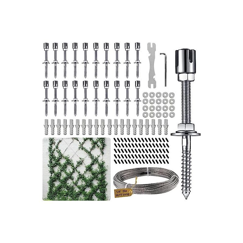 Aiperq - xvx Support Pour Plante Grimpante, Kit Complet En Inox Avec Support Mural Et Corde Diamètre 3Mm (Longueur 30M)