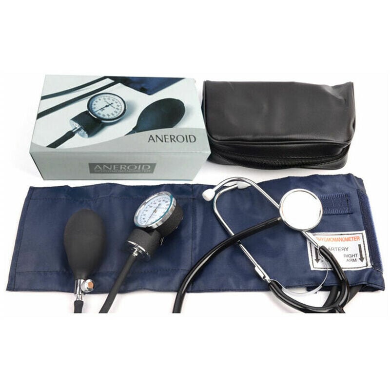 XVX - Tensiomètre manuel avec stéthoscope Tensiomètre pour le bras Tensiomètre pour le coeur du foetus Stéthoscope double tube à double tête noir