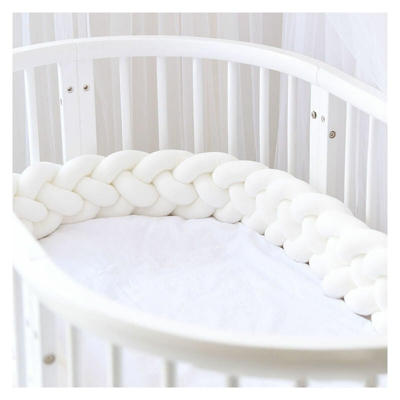 Tour De Lit 3M 4 Tissage Bebe Coussin Serpent Tresse Pare-Chocs Velours Protection Lit Pare-Chocs Pepiniere Pour Nouveau-Nes Lit Chambre Decor Blanc