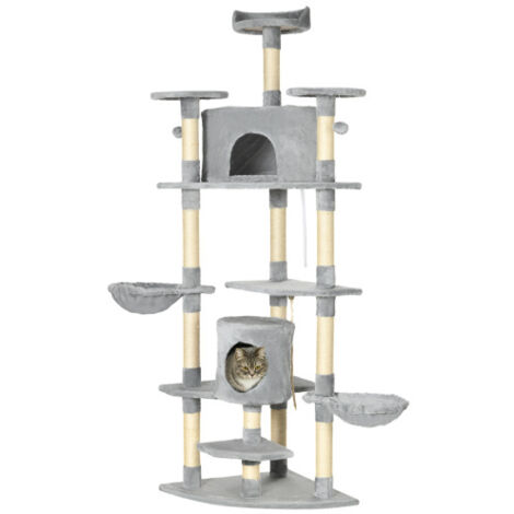 XXL Cat Tree 200 cm – Large, Sturdy Scratching Post with Caves and Hammocks, for Large Cats