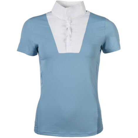 XXL, grigio talpa: T-shirt d'équitation à manches courtes modèle Virginia avec empiècement en maille