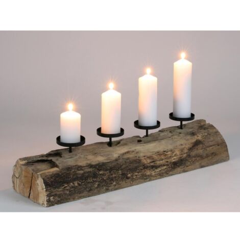 XXL Kerzenhalter Holz 70cm Weihnachtsdeko Kerzenständer Adventskranz länglich Deko
