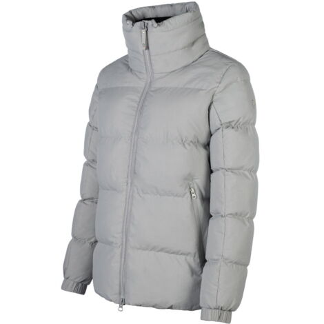 XXL, nero: Veste d'hiver matelassée pour femme modèle Livigno coupe courte avec fermeture éclair et col montant doublée en polaire chaude