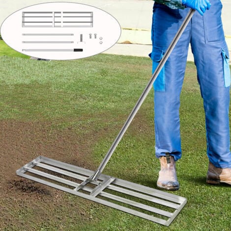 XIIW XXL Rasen 25 x 120 cm Rakel Einstellbar Griff Max. Lange 200cm aus Edelstahl Rasen Levelingrake Nivellierrechen Garten Werkzeug Gras Erde Kunstrasen Kompost Topdressing Golf 7KG