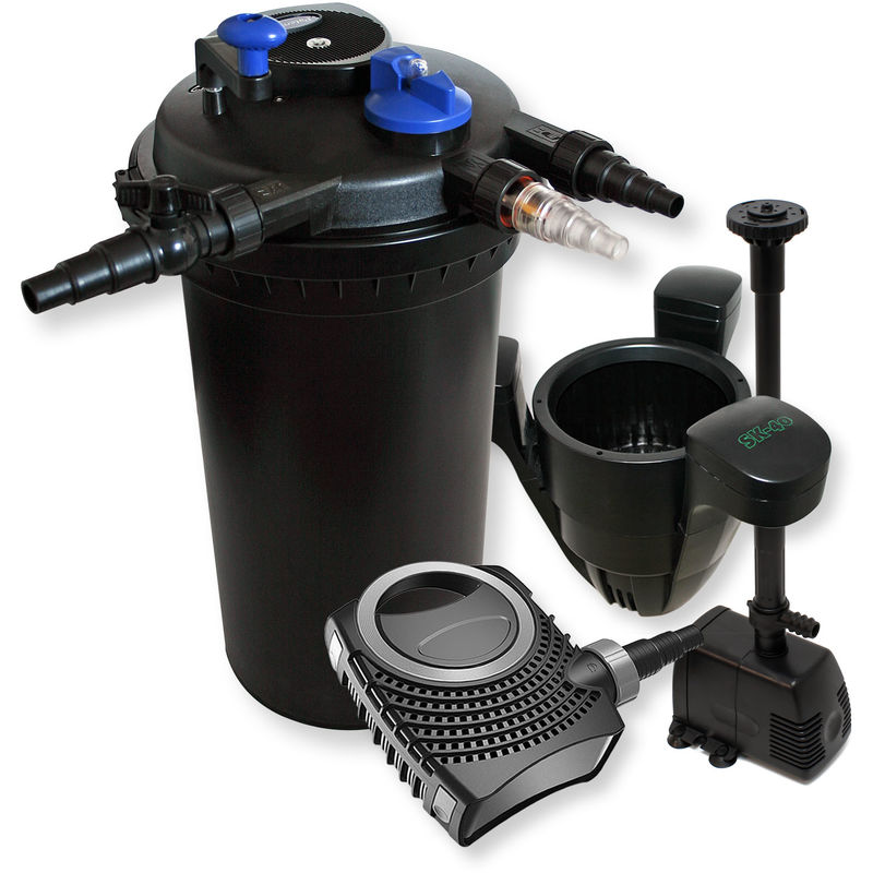 

Wiltec - XXL Set impresión filtro densidad 18 W UVC clarificador 70 W Bomba Fuente Bomba Skimmer 40