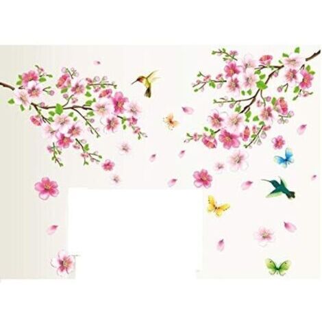 XXL Sticker mural fleur de pêche fleurs oiseau papillon Stickers muraux Stickers muraux Stickers muraux salon chambre déco-