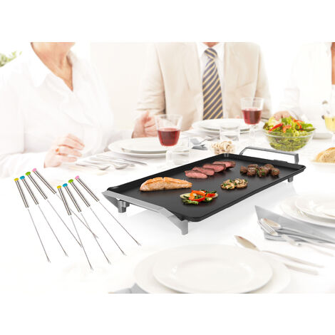 XXL Teppanyaki große Grillplatte 36x60cm, 6-8 Personen & Teppangabeln - 2500Watt