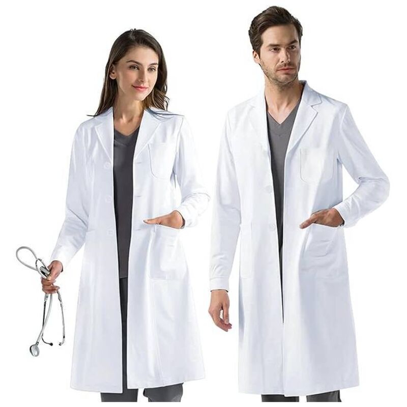 (XXL) White laboratory coat, made of high-quality cotton with thick buttoned cuffs, suitable for doctors also suitable for chemical work, laboratory