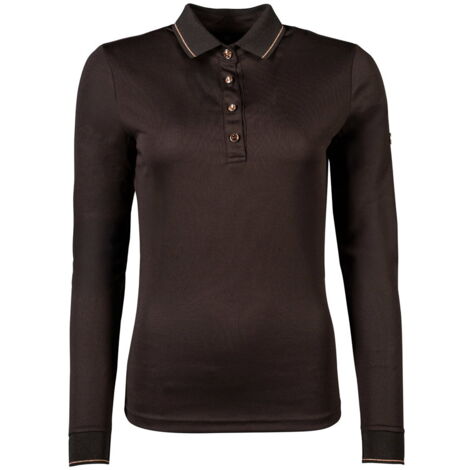 XXS, marrone/rosaoro : Chemise d'équitation à manches longues Rosegold Glamour avec boutons