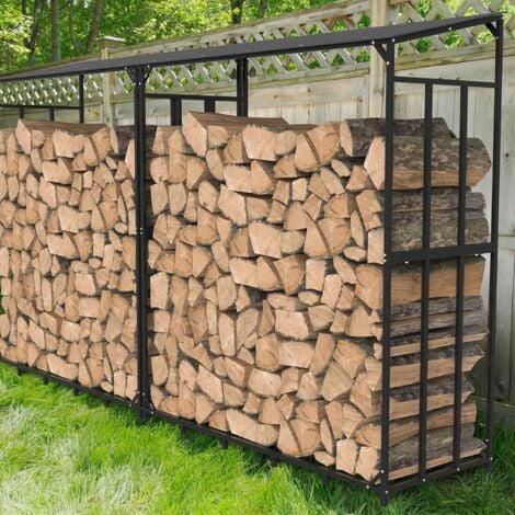 UNHO XXXL Kaminholzregal Außen Brennholzregal verzinkt Metall Holzlager mit Dach Garten Kaminholzunterstand 1,66 m³ bis 300kg 156x60x176 cm