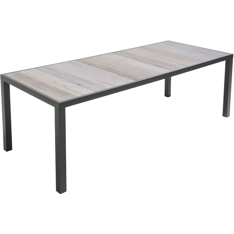 Table de jardin en aluminium et céramique 10 places effet bois grisé - Tivoli