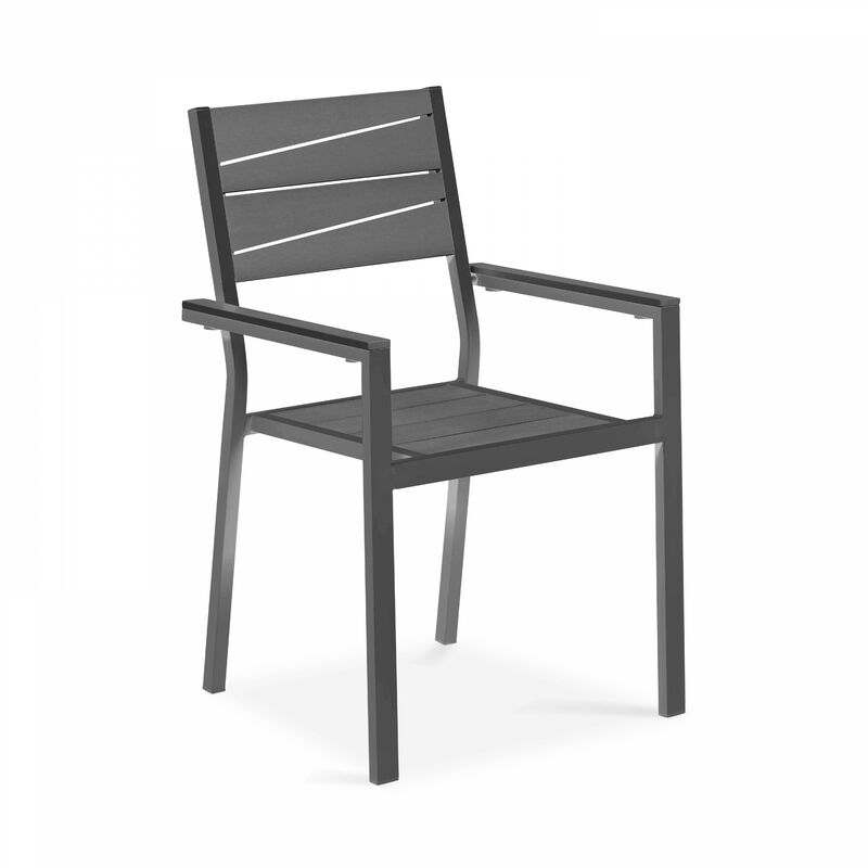 Fauteuil de jardin aluminium et bois synthétique gris foncé