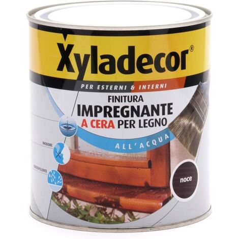 Xyladecor FINITURA IMPREGNANTE A CERA PER LEGNO Interni ed Esterni a Base Acqua colore NOCE 750ML, 750 ML