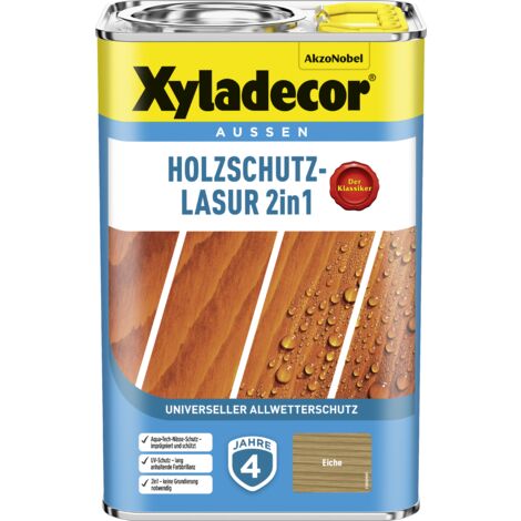 Xyladecor Holzschutz-Lasur 2in1, Universeller Allwetter-Schutz -Der Klassiker, Eiche, 4 l